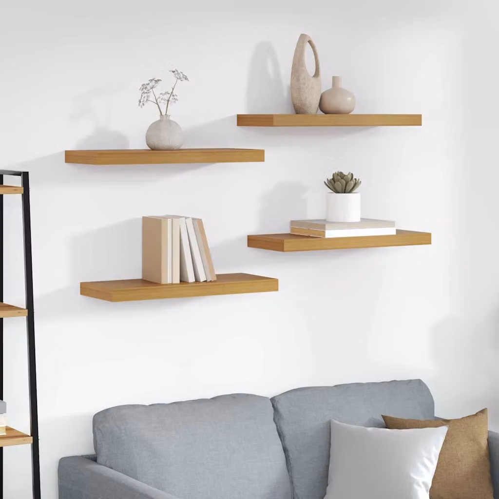 Set di 4 Scaffali da Parete Moderni vidaXL in MDF Beige L: 60 cm, P: 23 cm, H: 3,8 cm
