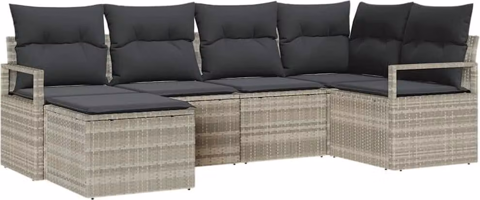 Set di divani 6 pcs Grigio chiaro polyrattan