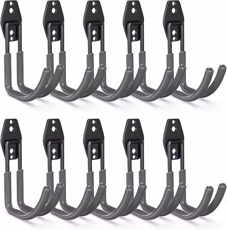 Supporti per dispositivi, confezione da 10 pezzi, capacità fino a 40 kg, colore nero, rivestimento antiscivolo, adatti per garage