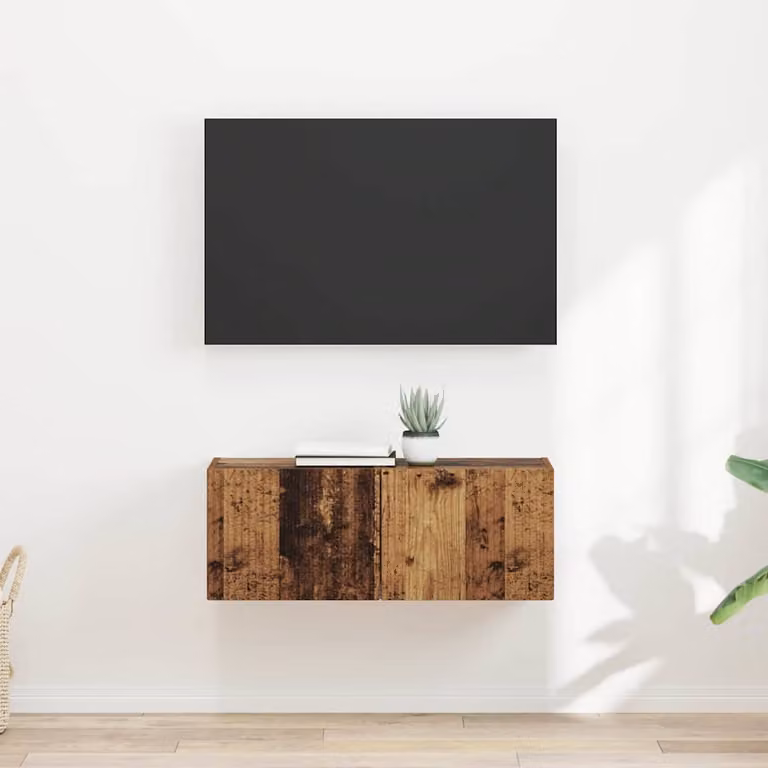 Set di 2 mobili TV da parete vidaXL in legno ingegnerizzato marrone effetto legno vecchio per soggiorno