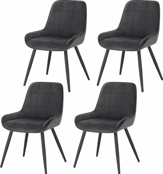 Set di 4 poltrone da soggiorno in velluto - robuste e ergonomiche - stile lussuoso - massima comodità - design moderno - colore grigio scuro