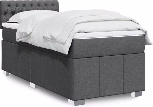 Letto Ibrido vidaXL con Giroletto a Molle e Materasso in Tessuto Grigio e Bianco L/P: 80 x 200 cm