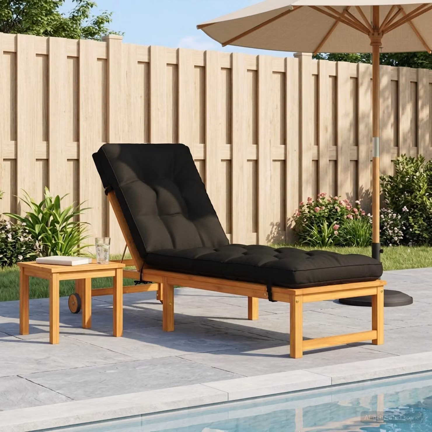 vidaXL Cuscino per Lettino VIANEN Nero in Poliestere L 200 x P 55 x H 8 cm