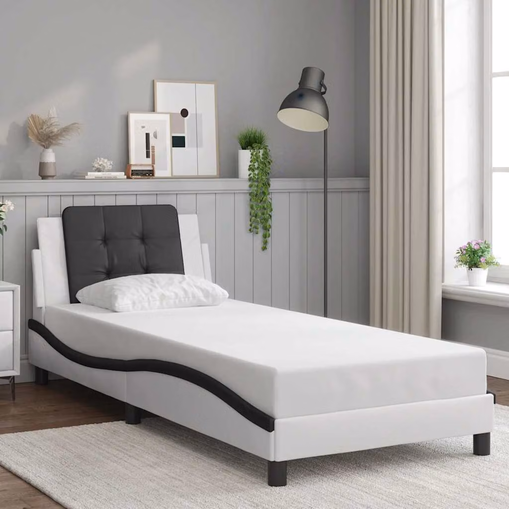 vidaXL Giroletto Zadar senza materasso in similpelle nero e bianco L/P/H: 200 x 100 x 74,5 cm – 1