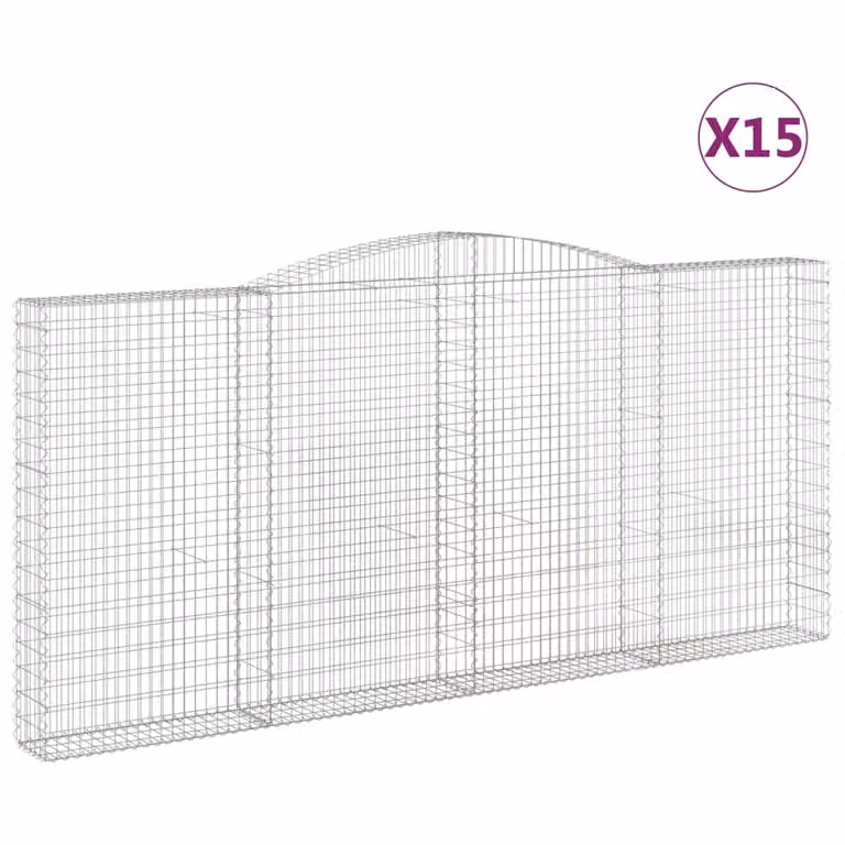 Cesti Gabbioni ad Arco 15 pz 400x30x180/200 cm Ferro Zincato