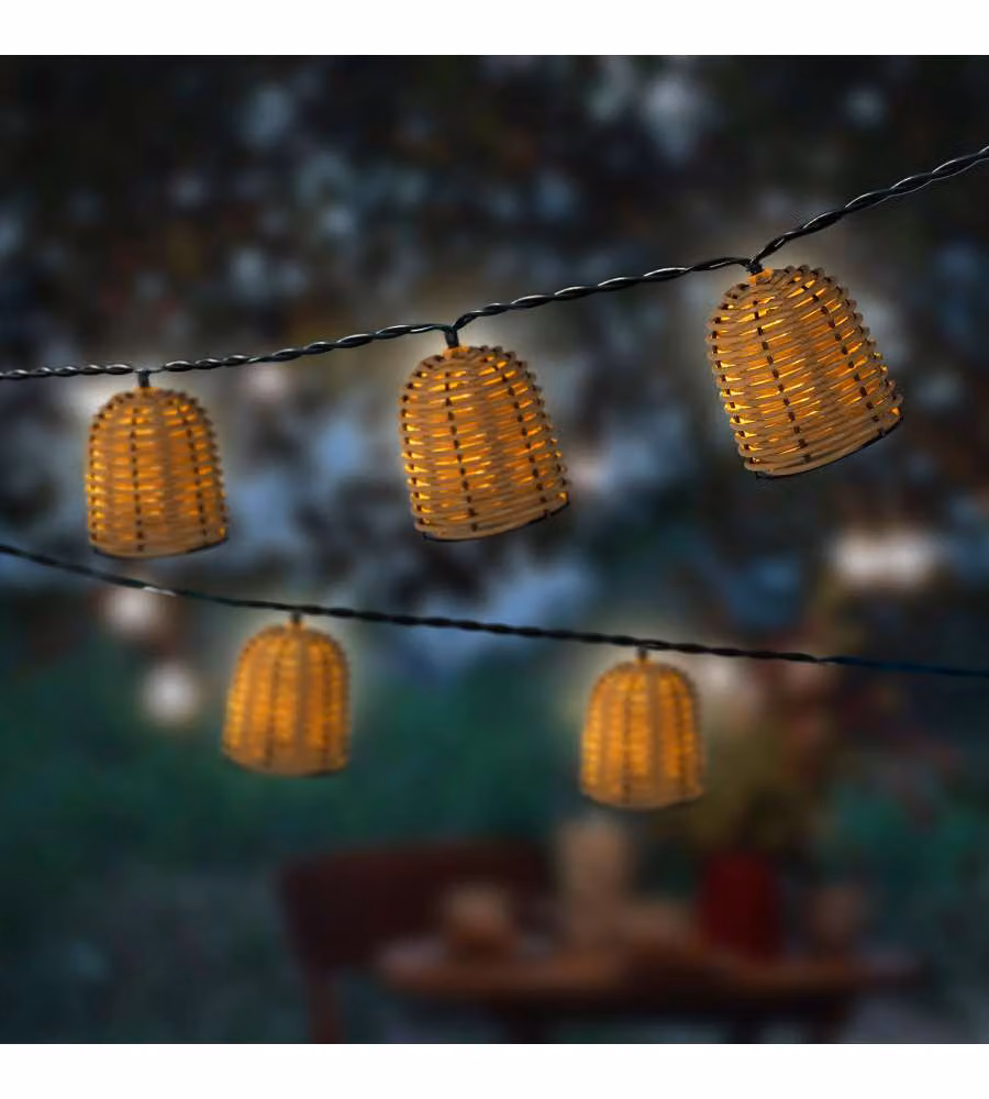Kaemingk Catena Solare 2,1 M Luce Calda LED Vimini Naturale Per Esterni