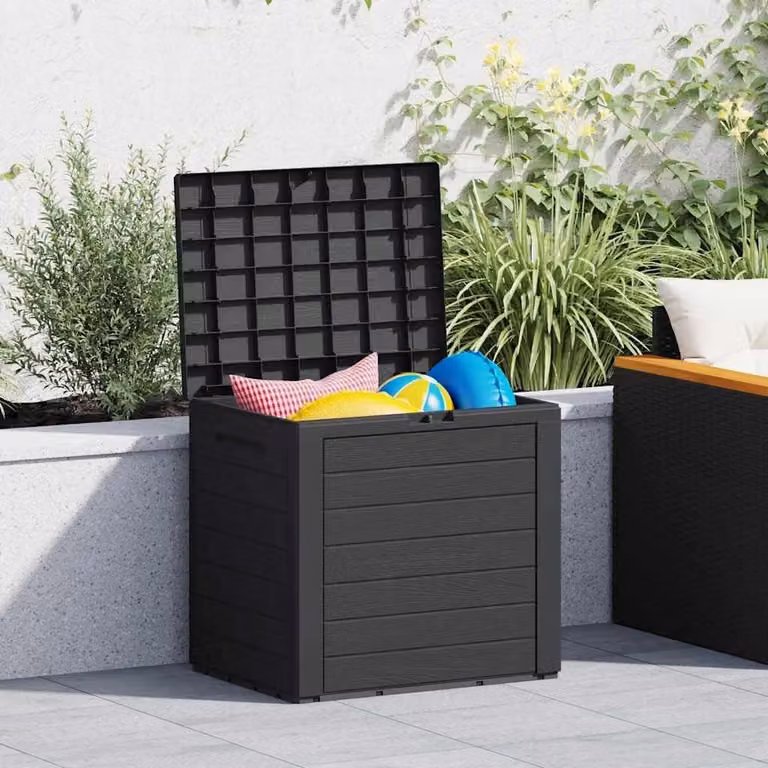 Contenitore da giardino antracite per cuscini e coperte