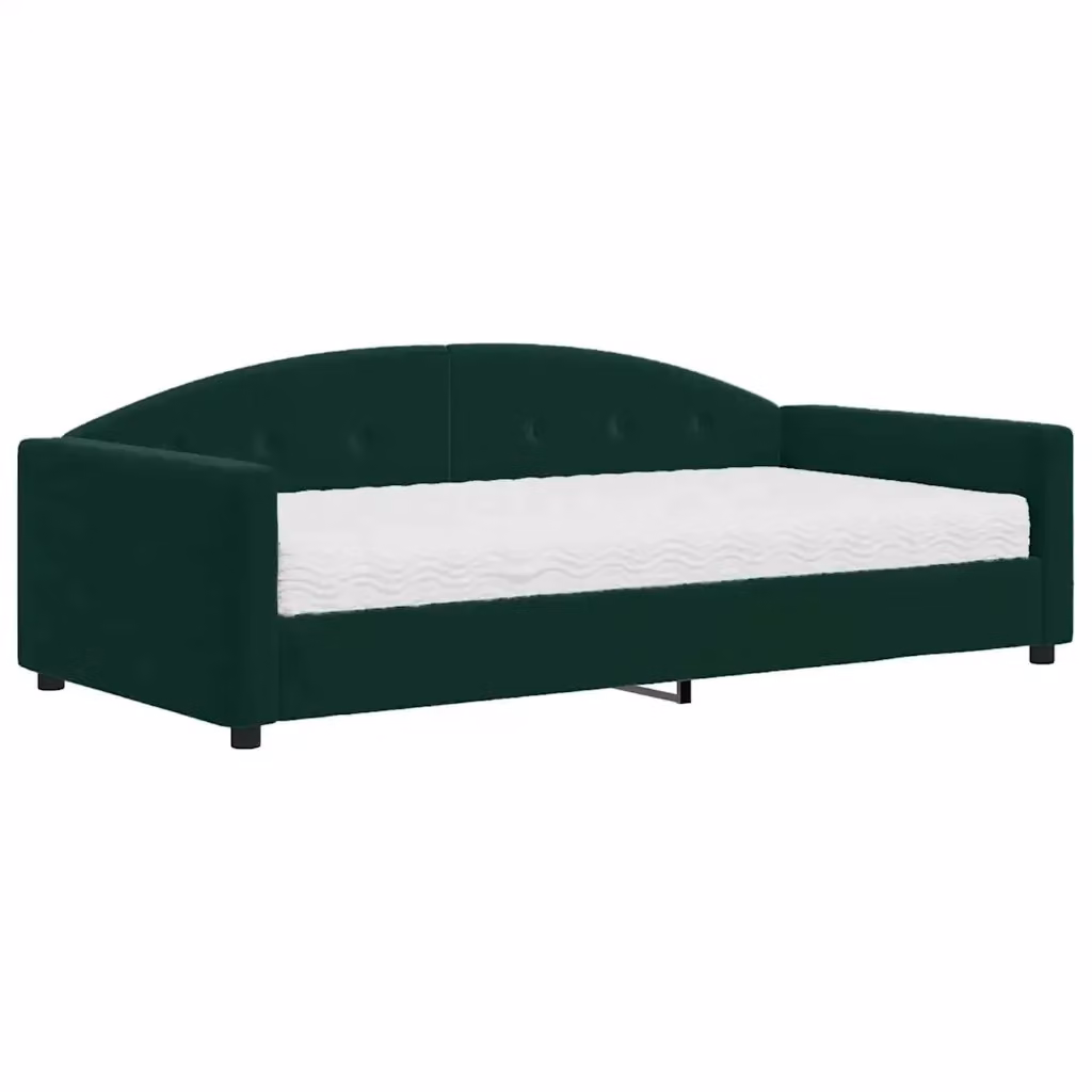 Divano Letto Moderno vidaXL in Velluto Verde con Materasso in Schiuma L/P/H: 222 x 110 x 75 cm, Materasso 100 x 200 cm – 2