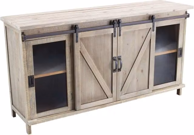 Madia per soggiorno Industrial in Acciaio Legno cm 142x41x76 - SHERLOCK