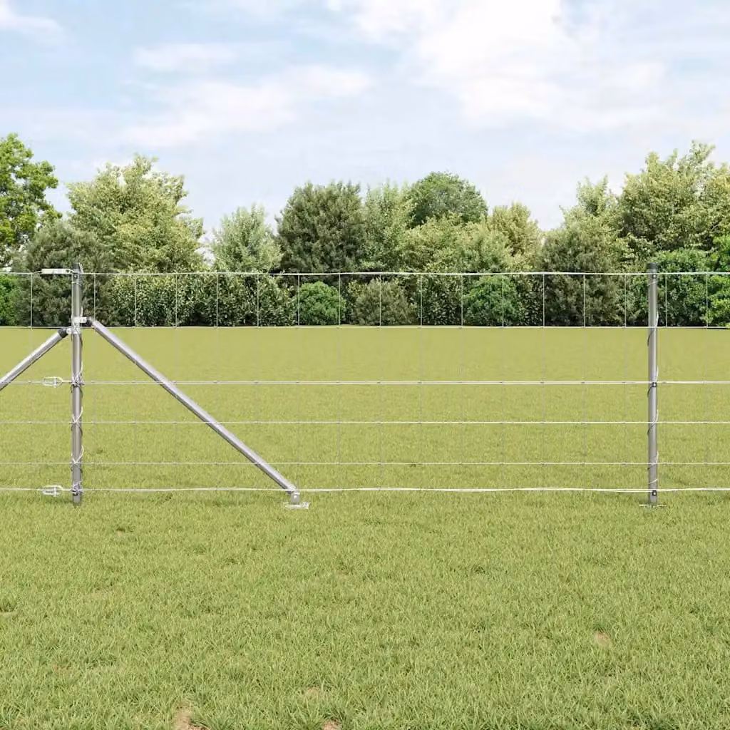 Recinzione in rete saldata con punte vidaXL in acciaio zincato argento, L: 0,8 m, H: 2,0 m (altezza totale stimata), H: 1,8 m (altezza rete)