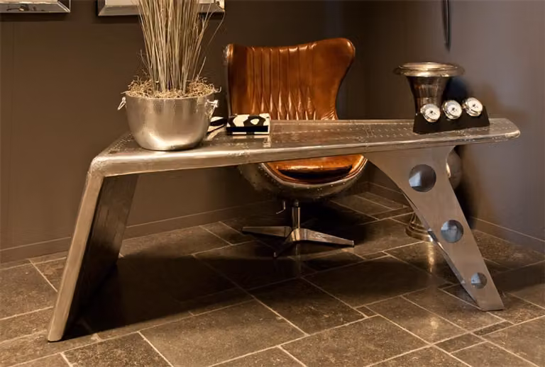 Casa Padrino Scrivania di design Scrivania da aviatore Alluminio Ala d'aereo Art Deco Vintage Aereo