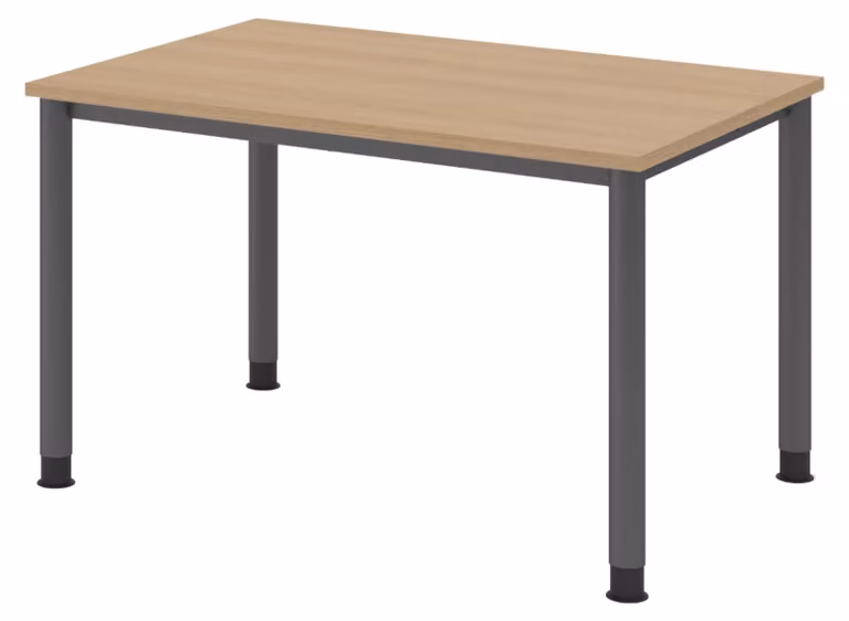 Scrivania bümö Serie H - Dimensioni: 120 x 80 cm, struttura: grafite, finitura: rovere