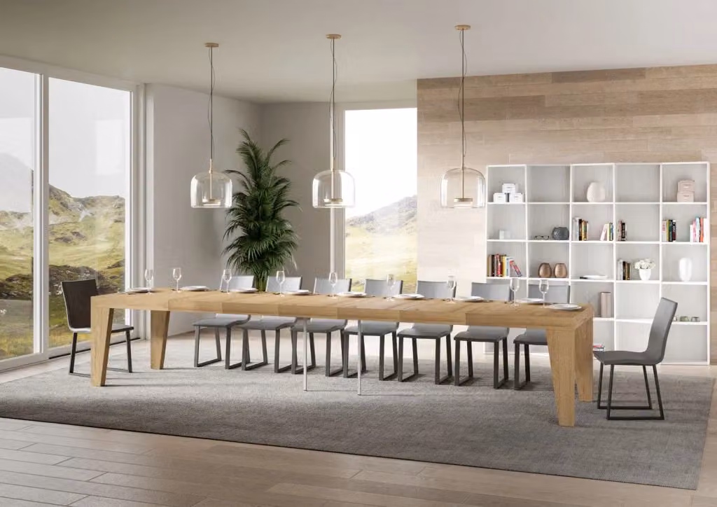 Tavolo allungabile moderno Naxor Premium di Bs Com in finitura quercia natura, L: 160 cm, P: 90 cm, estensibile fino a 420 cm – 2