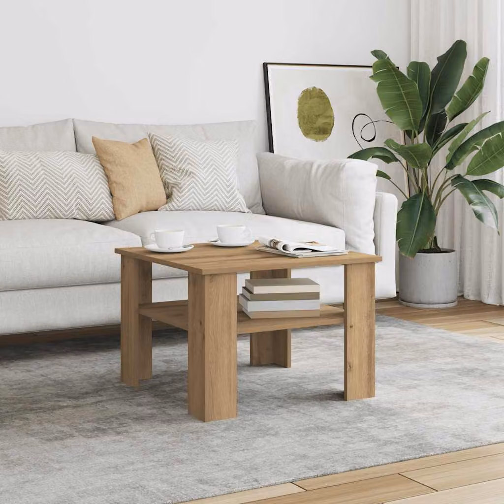 vidaXL Tavolino da salotto moderno in legno color rovere, L 60 cm x P 60 cm x H 42 cm