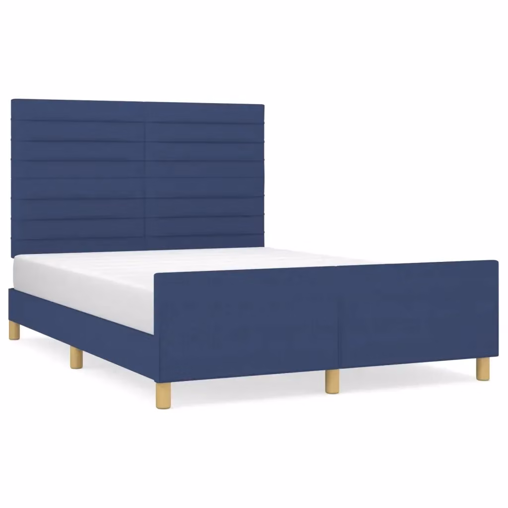 Giroletto vidaXL in tessuto blu con struttura in legno e pannello imbottito L/P/H: 140 x 190 x 128 cm – 2