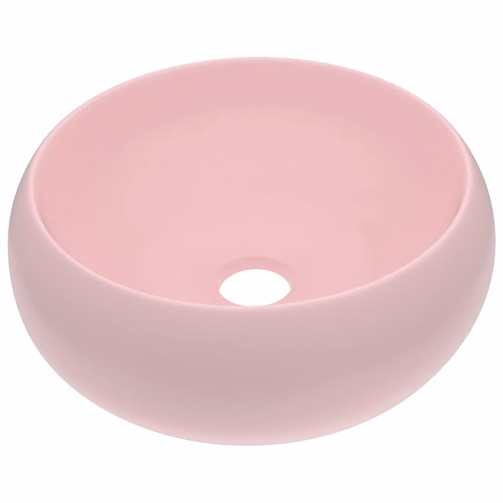 Lavandino Lusso Rotondo Rosa Opaco 40x15 cm in Vetroceramica