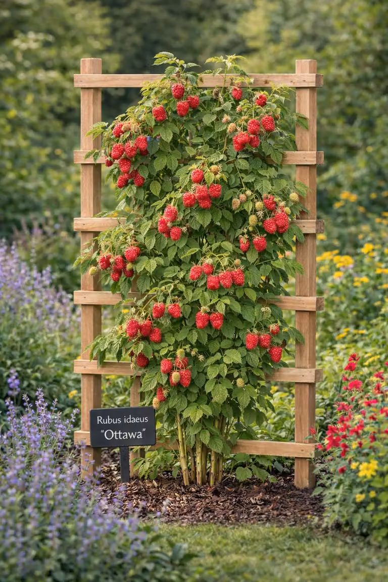 Lampone Rubus idaeus 'Ottawa' 60–70 cm Lampone autunnale – pianta resistente al freddo, molto produttiva, frutti dolci e aromatici per giardini e vasi