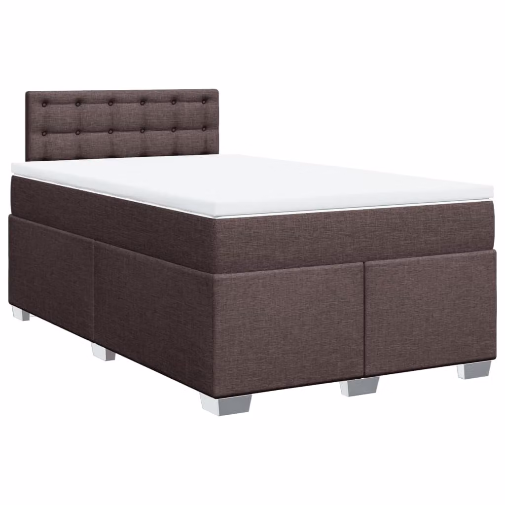 Giroletto a Molle con Materasso Marrone Scuro 120x190cm Tessuto