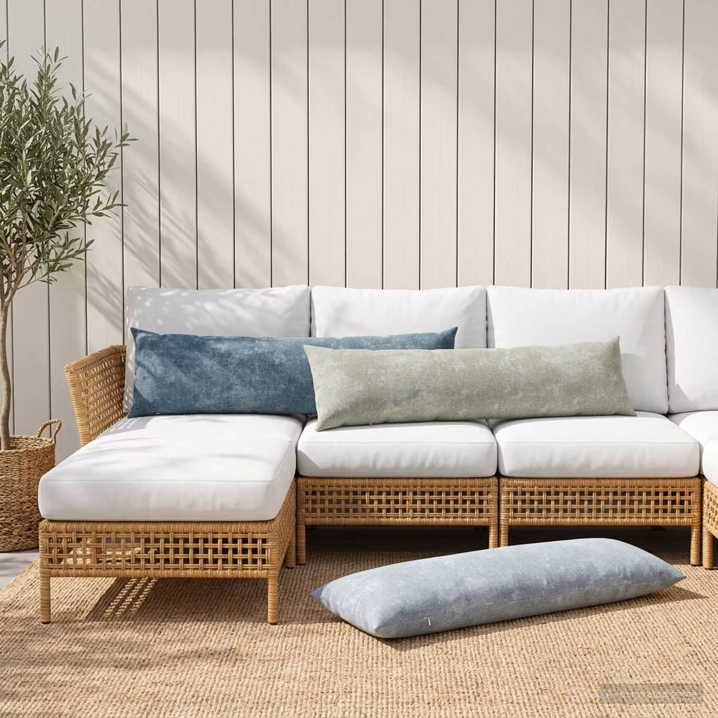 Federa HEERLEN vidaXL in tessuto chenille blu, L 145 cm x P 40 cm