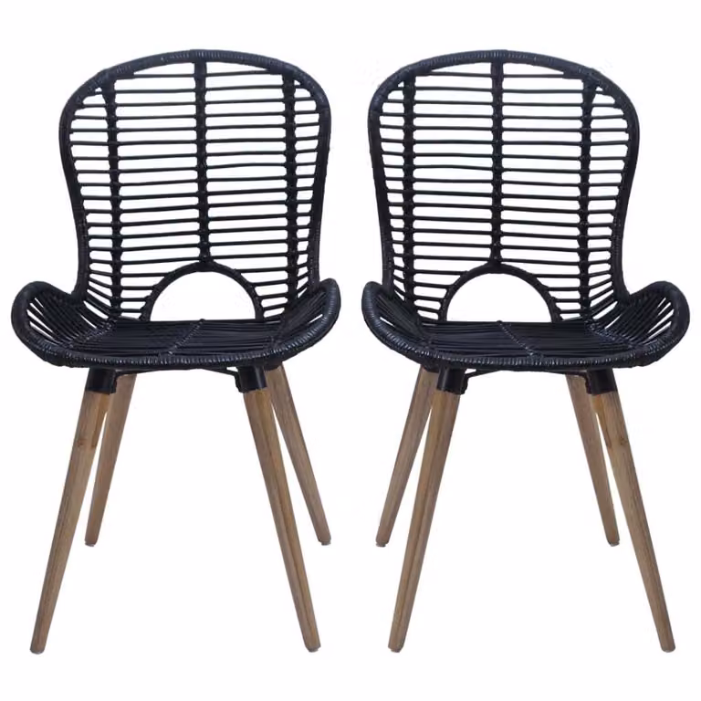 vidaXL Sedie da pranzo 6 pz. Rattan naturale nero