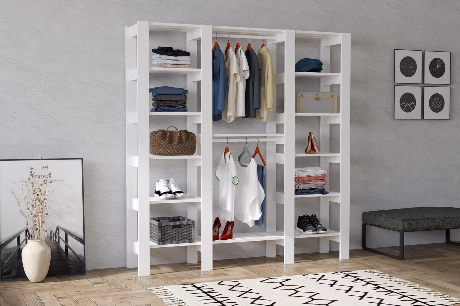 Skye Decor, City - White, armadio, bianco, 100% pannelli truciolari rivestiti in melamina, 161,4 x 33,6 x 180 cm