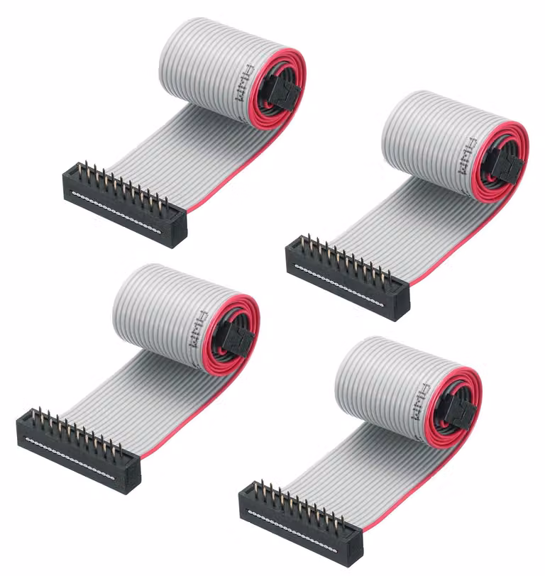 Cavi piatti a 20 pin IDC FC/FD, tipo A, grigi, lunghezza 0,3 metri, confezione da 4 pezzi.