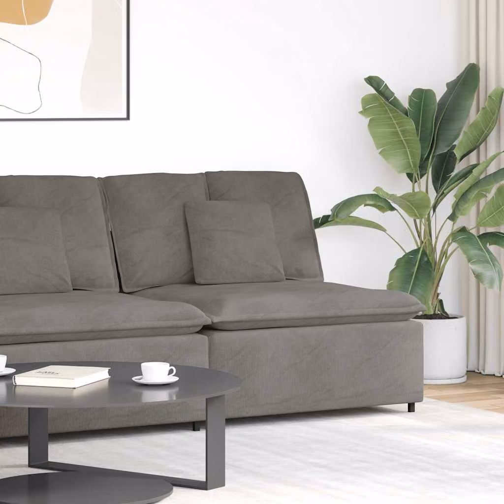 Modulo Centrale Divano Modulare vidaXL con Cuscini Grigio Chiaro L: 100 cm