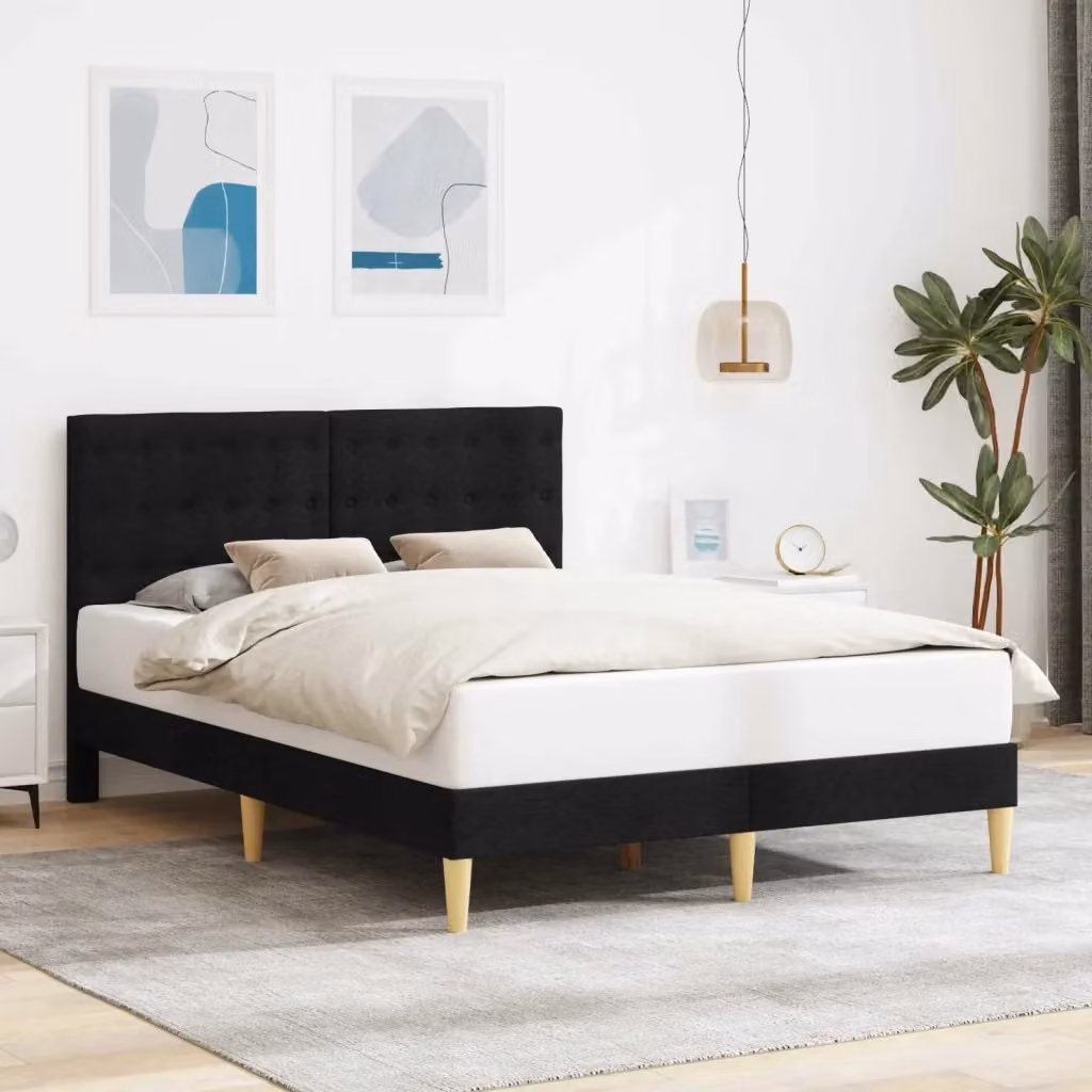 Letto matrimoniale con testiera in tessuto nero L/P/H: 140 x 200 x 96 cm – 2