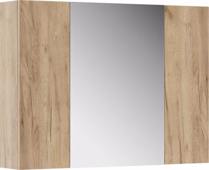 Specchio contenitore bagno Vicco Leopold Rovere dorato 80 x 59.2 cm con ripiani, Model 56218