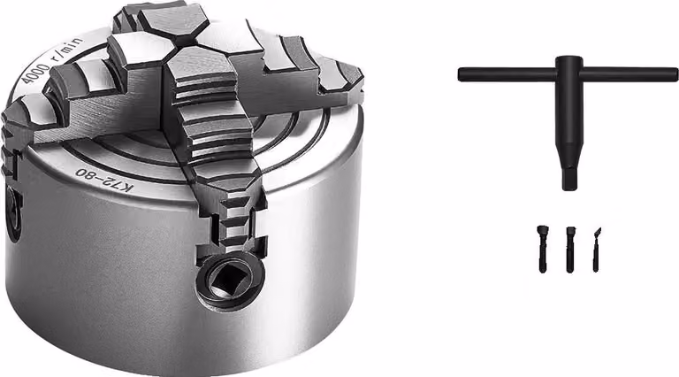 mandrino per tornio a 4 griffe, materiale HT300 resistente, opzioni di serraggio versatili, 3 pollici K72-80