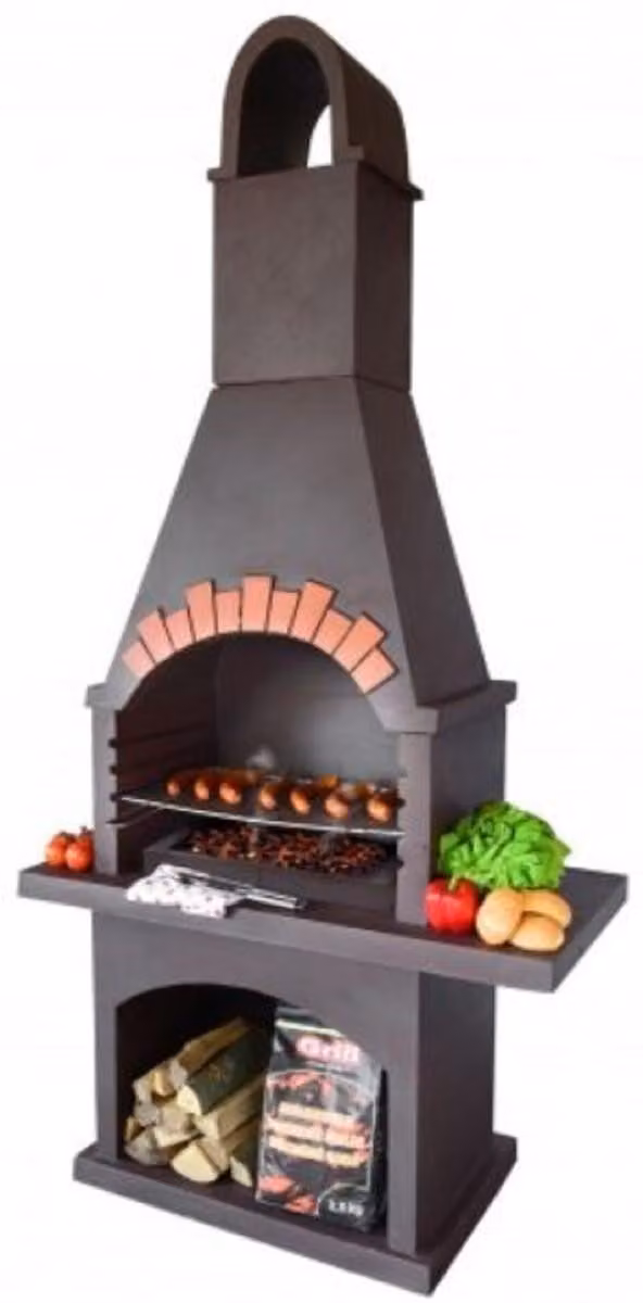 Casa Padrino Luxury Concrete Garden Grill Brown / Orange 120 x 60 x H. 242 cm