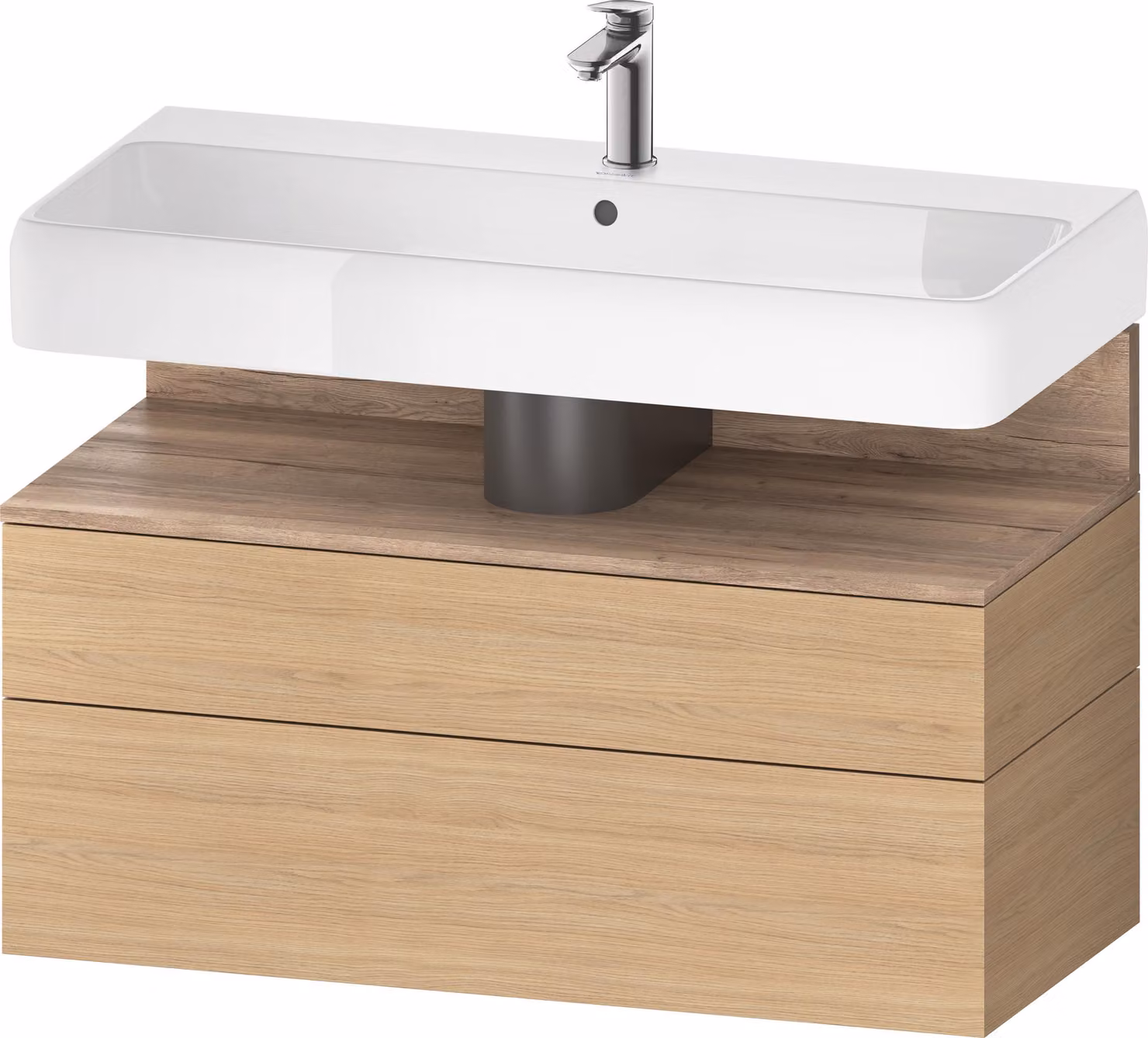 Duravit Collection One Meuble sous-lavabo, 1 tiroir et 1 coulissant, 990x470x590mm, niche chêne mamelonné, QA4395055300010, QA4395055300010