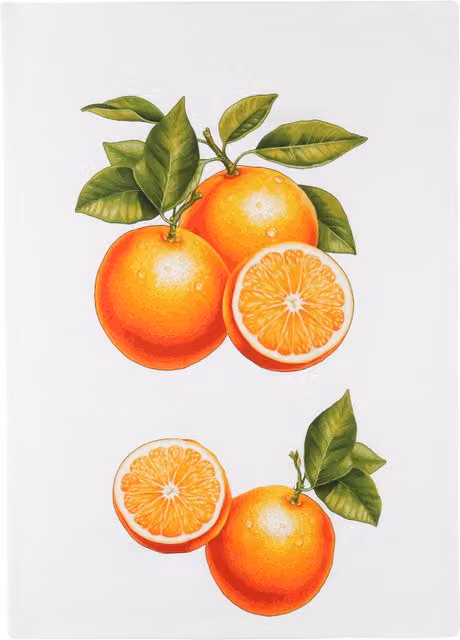 Strofinaccio da cucina KASANOVA con motivo arance, bianco e arancione, L 50 cm x P 70 cm