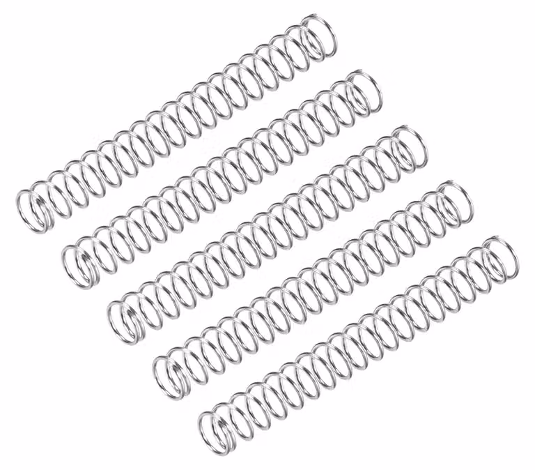 Molle a compression, 5 pezzi, acciaio inossidabile 304, 5x0,5x40 mm, colore argento