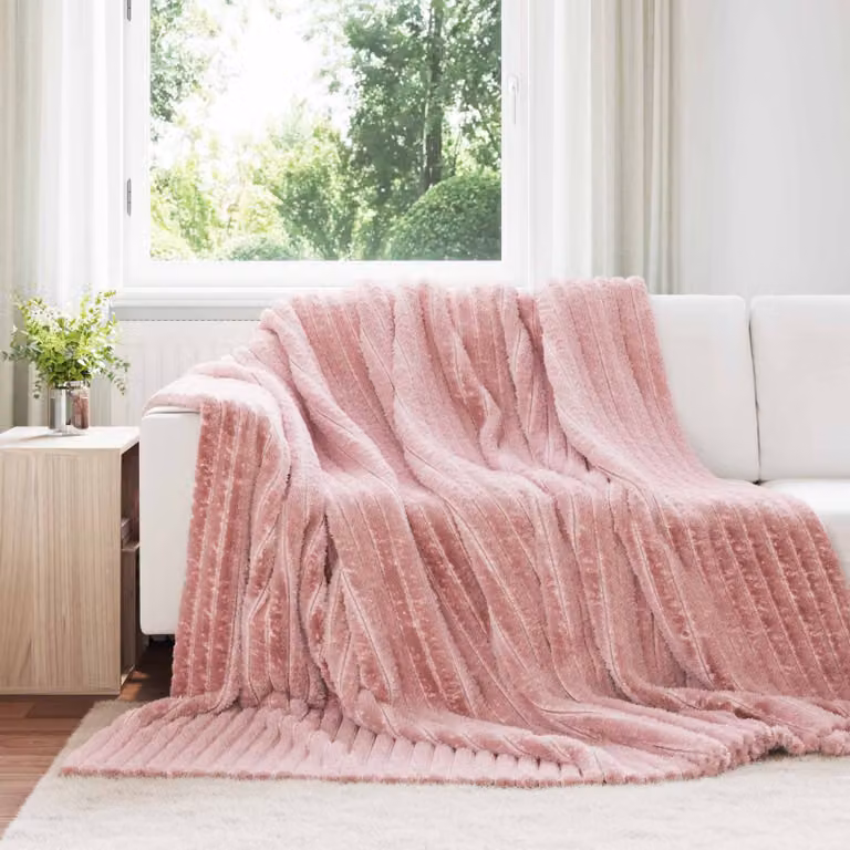 Set di 6 coperte in pile vidaXL rosa, morbide e lavabili, L 240 cm x P 220 cm