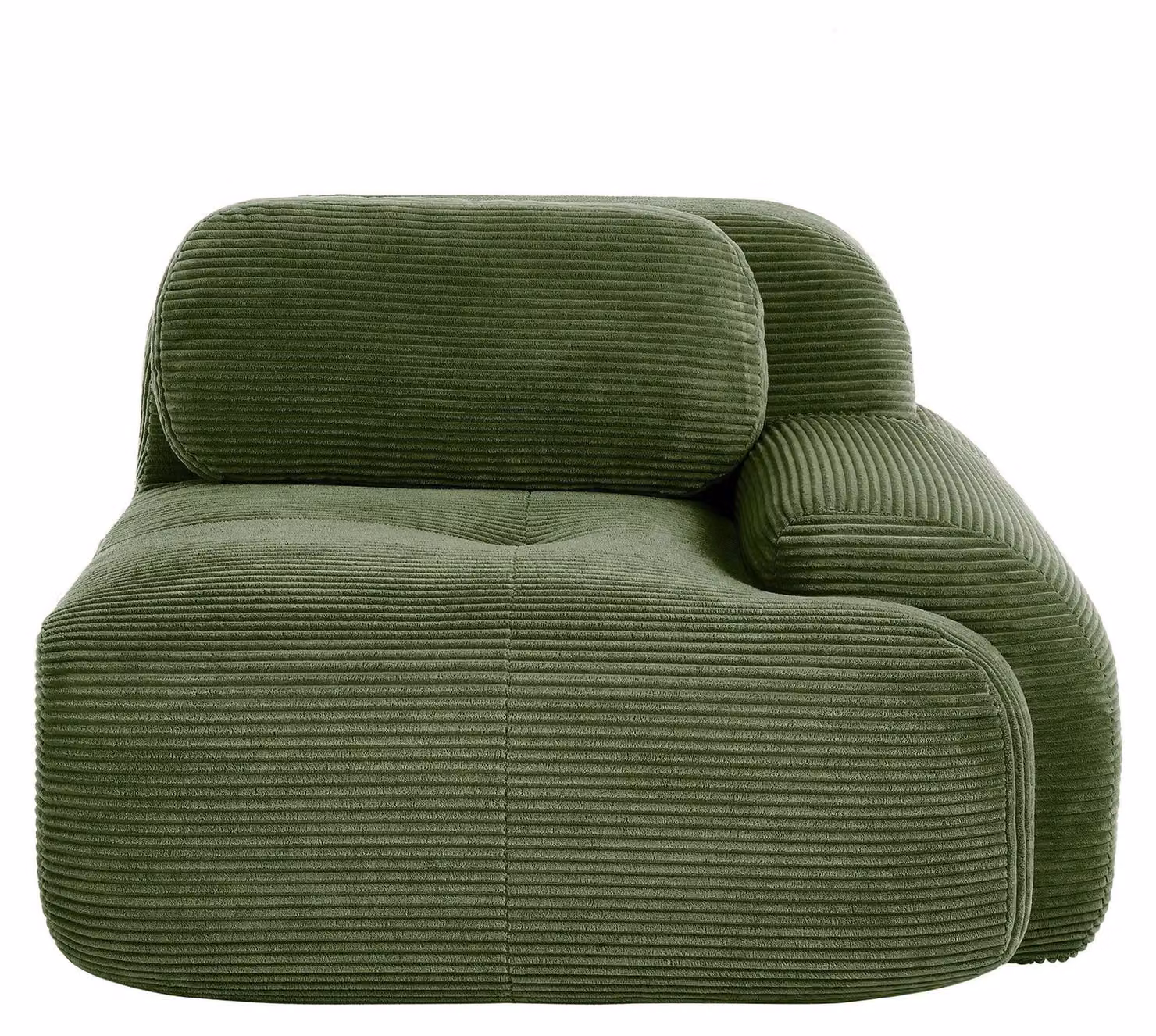 Divano angolare modulare, tessuto Premium Cordstock, design senza montaggio, modello D - Verde