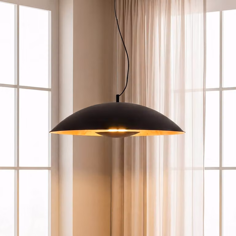 Lampada a sospensione Emilienne Lindby, dimmerabile, Nero, Soggiorno / Sala da pranzo, Metallo, Moderno, Lampada a sospensione