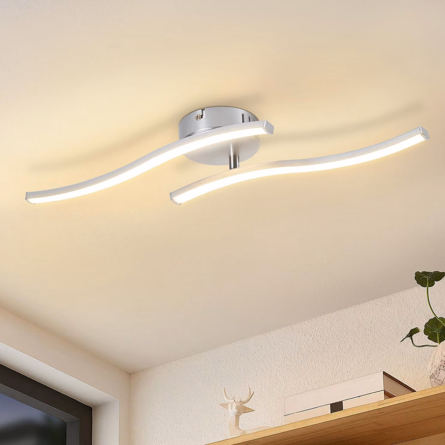 ZMH lampada da soffitto LED da cucina: lampada moderna da cucina argento 12W lampada da corridoio 3000K bianco caldo onde design camera da letto lampada illuminazione interna da soffitto per soggiorno camera da letto corridoio ufficio