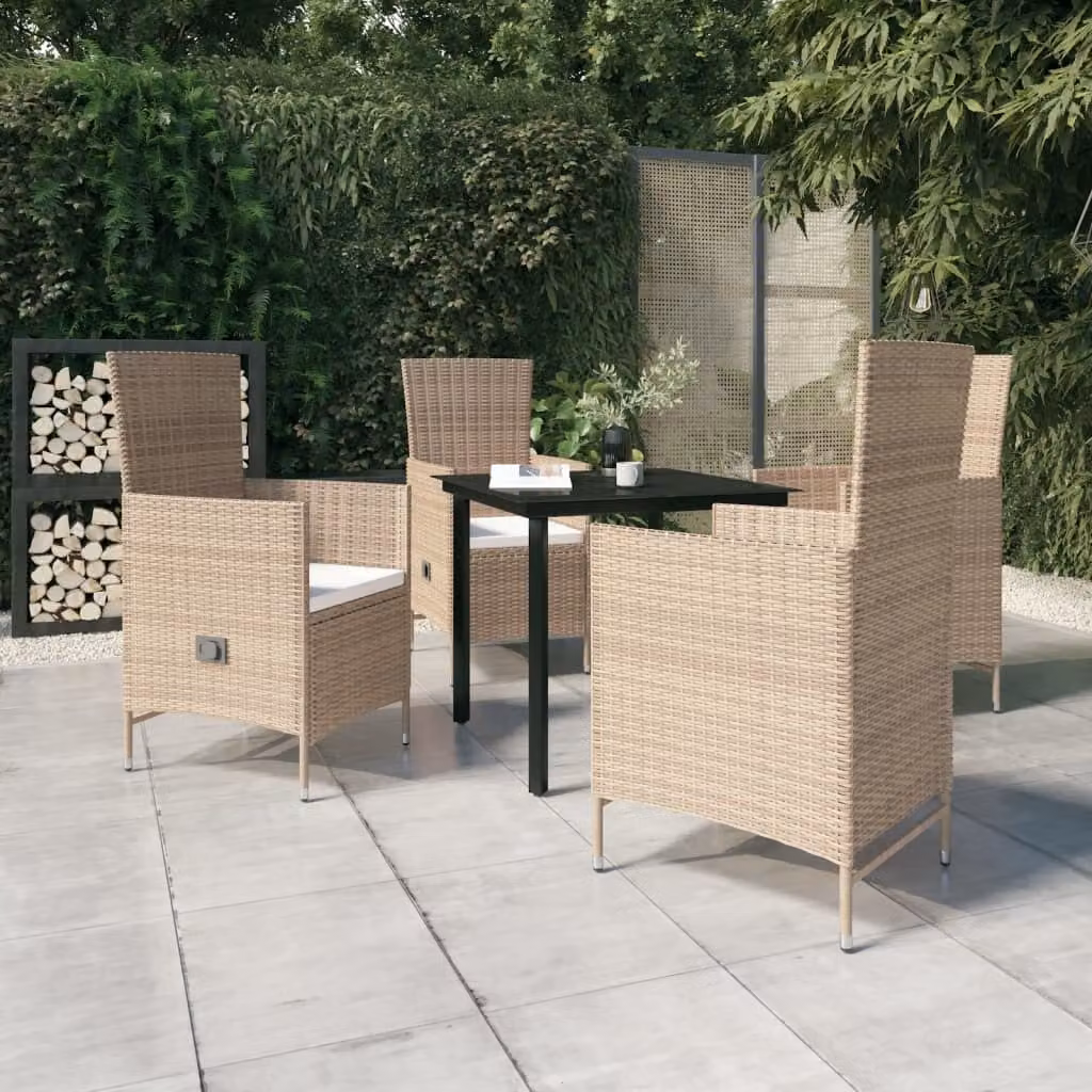Maison Exclusive - Set da pranzo da giardino a 5 pezzi con cuscini beige