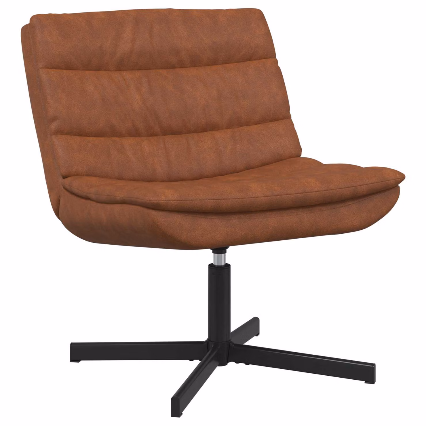 Sedia girevole moderna vidaXL in similpelle marrone e nera L: 63 cm, P: 75 cm, H: 76 cm
