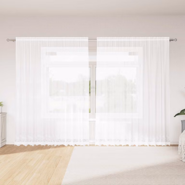 vidaXL Tenda in Pizzo Semitrasparente Bianca in Poliestere L: 300 cm, H: 245 cm