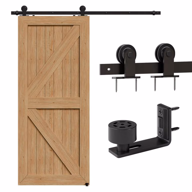 Kit completo per porte scorrevoli, lunghezza 1,8 metri (6 piedi), comprensivo di binario e ruote