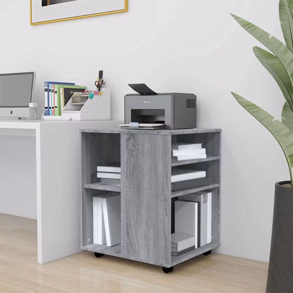 Armadietto con ruote vidaXL in legno e MDF, colore grigio, L 60 cm x P 53 cm x H 72 cm