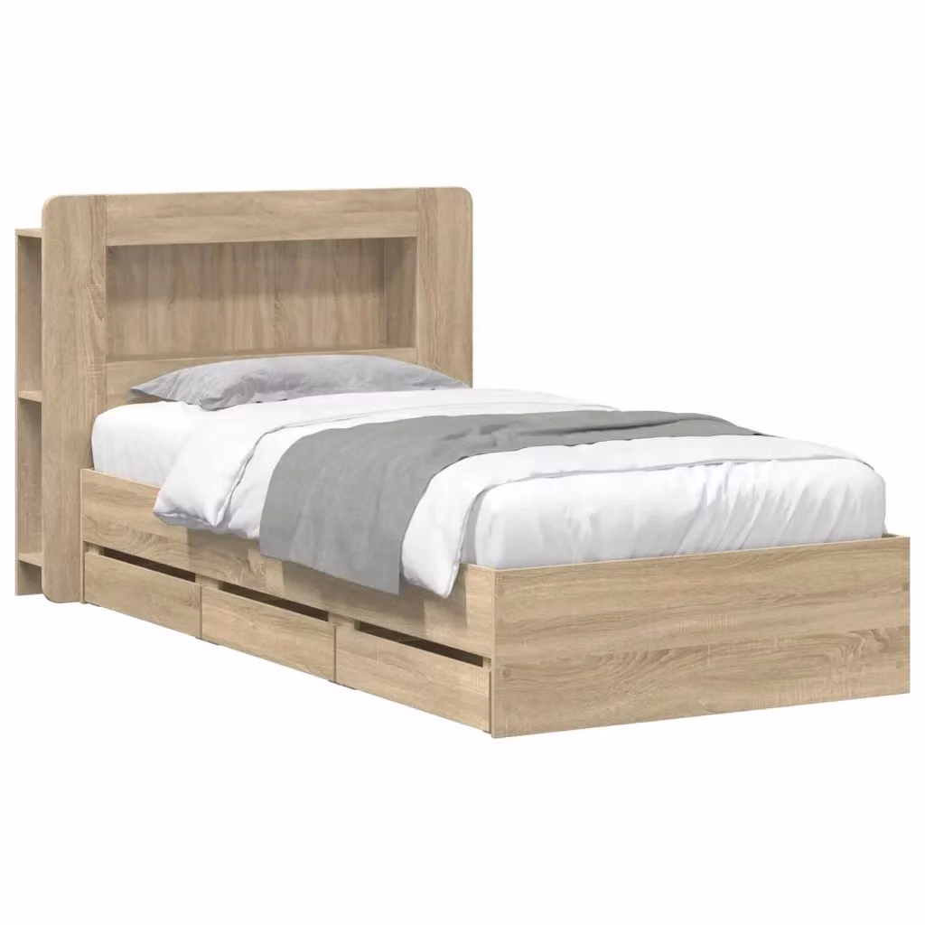 Letto con contenitore e cassetti vidaXL in legno Rovere, L: 140 cm, P: 211,5 cm, H: 93,5 cm – 2