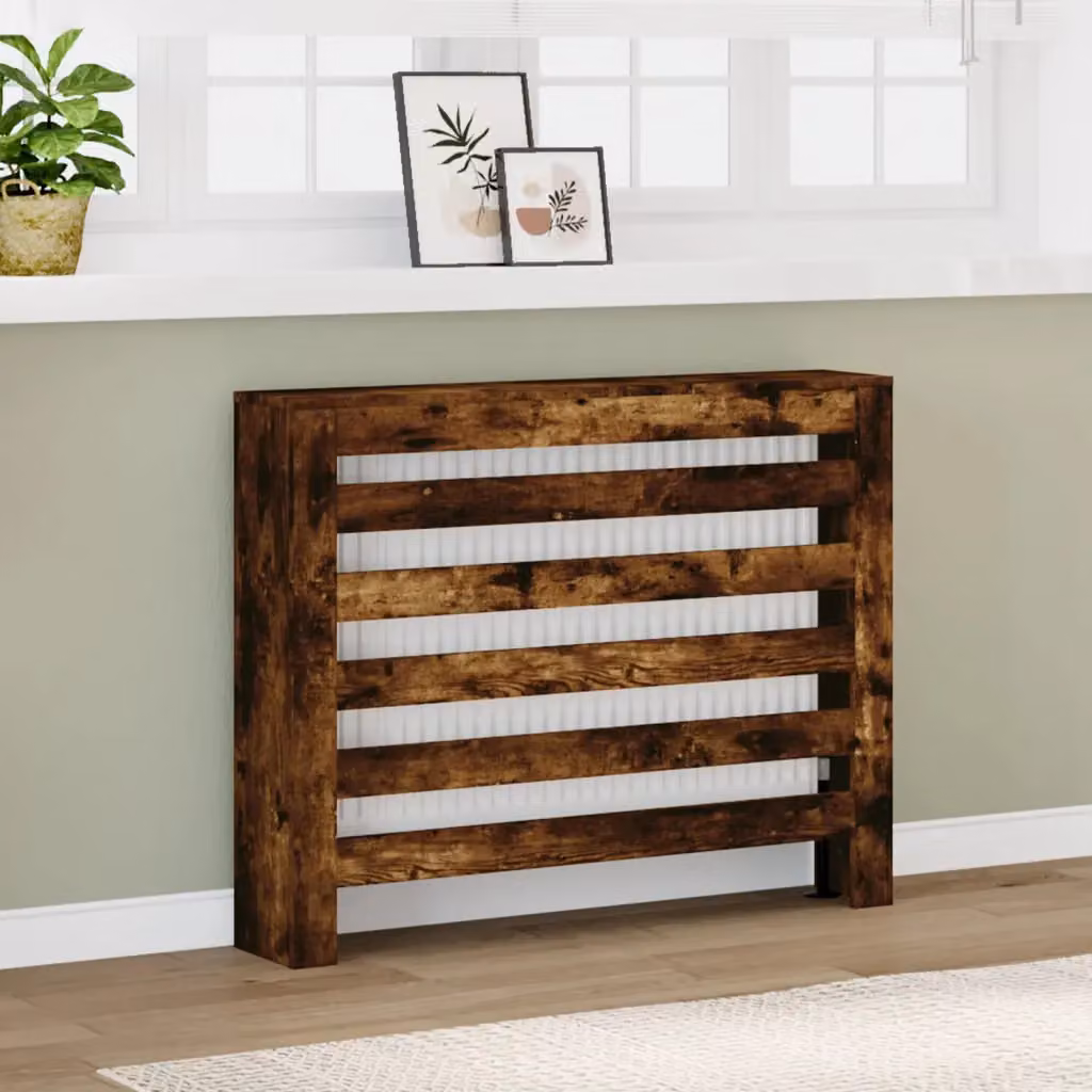 Copertura per radiatori vidaXL in legno Rovere Fumo, L 104 cm x P 20 cm x H 82 cm