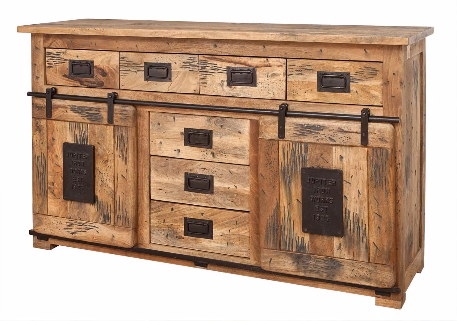 MASSIVMOEBEL24 | credenza in legno di Mango 150x45x90 mango naturale laccato RAILWAY #119