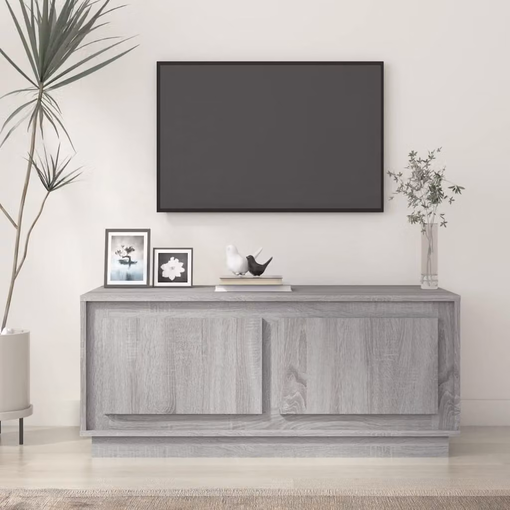 The Living Store Tavolino Grigio Sonoma 102x50x44 cm Materiale a base di legno