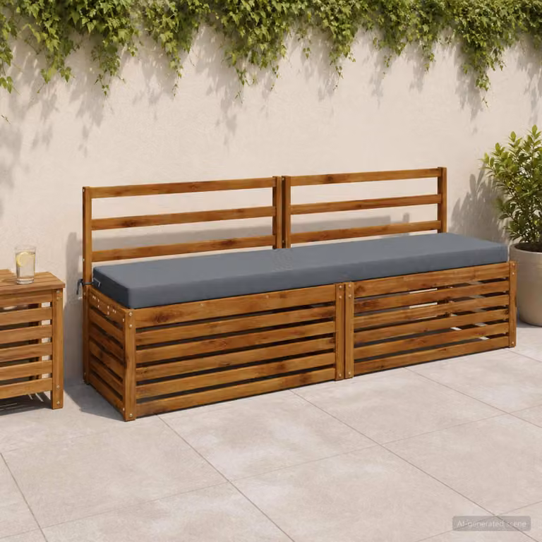 vidaXL Cuscino per panchina SOEST in poliestere blu e grigio con rivestimento rimovibile e resistenza ai raggi UV L/P/H: 200 x 40 x 8 cm