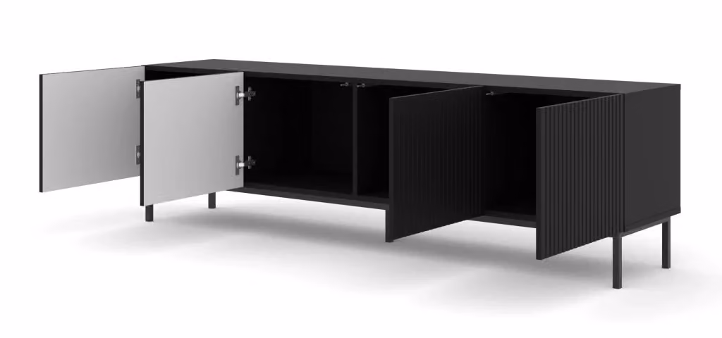 Mobile porta TV Ravenna B Bim Furniture in MDF rivestito 4D nero opaco con telaio nero – 2