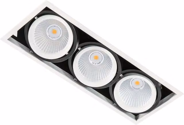 Faretto da incasso Italux Vertico LED triplo orientabile in alluminio, luce bianca calda 3000K, disponibile in bianco o nero